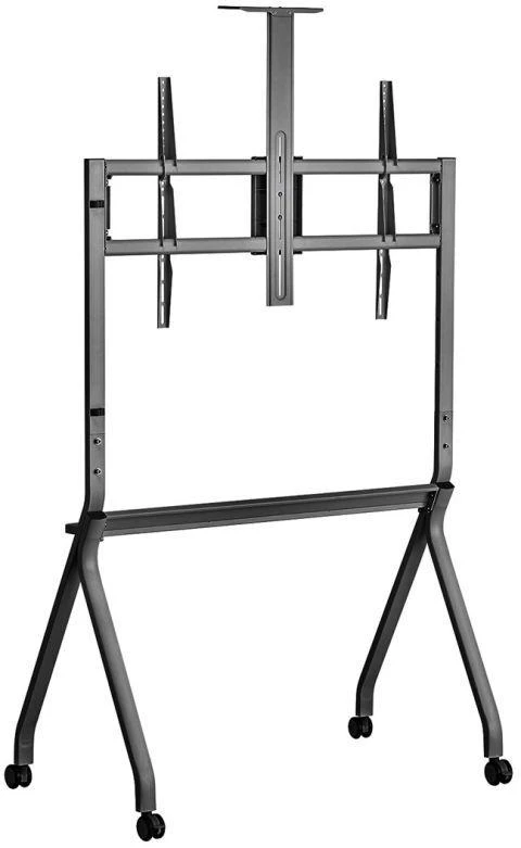 Laikiklis „Maclean“ televizoriaus stovas / vežimėlis, lentyna kamerai, su ratukais, 55–100", maks. apkrova 120 kg / 10 kg lentynos, maks. VESA 900x600, juodas, MC-114 B