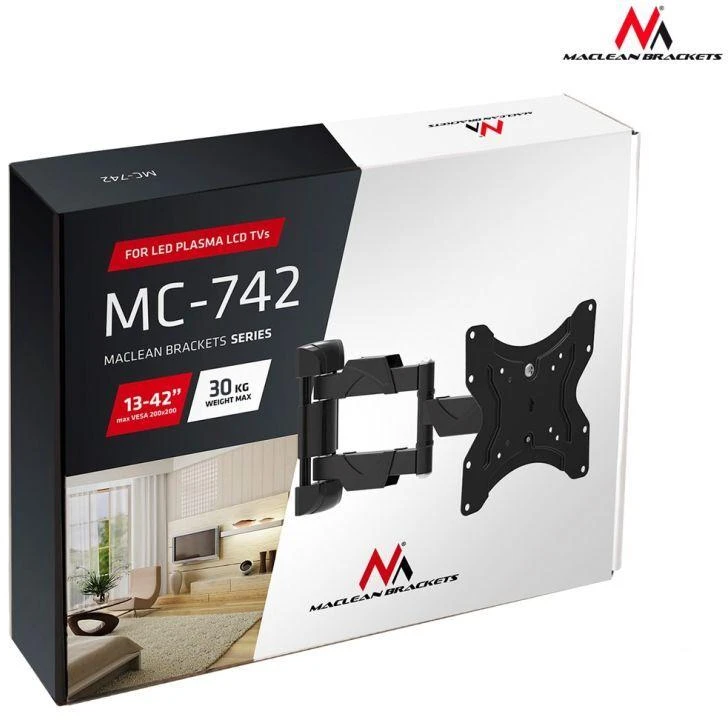 MACLEAN MC-742 universalus sieninis laikiklis 13-42", 25 kg, LED/LCD