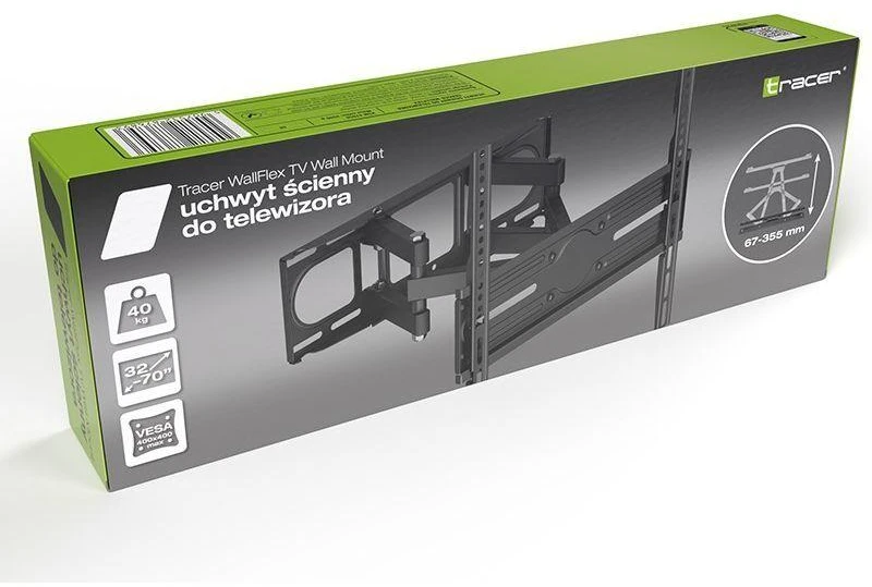 „Tracer WallFlex“ televizoriaus sieninis laikiklis 177,8 cm (70") Juodas