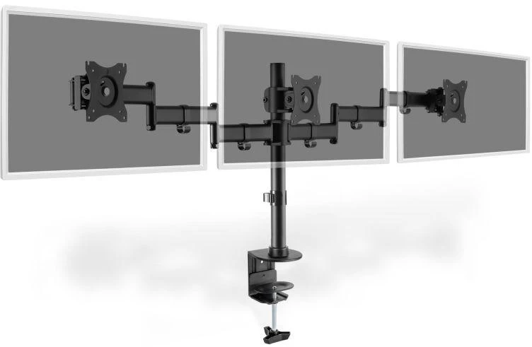 Assmann Electronic DIGITUS Universalus Tripple Monitorius Stovas su tvirtinimo mazgu Triple Monitorius Stalinis laikiklis juodas 90ø Swivel 45ø Tent rotat