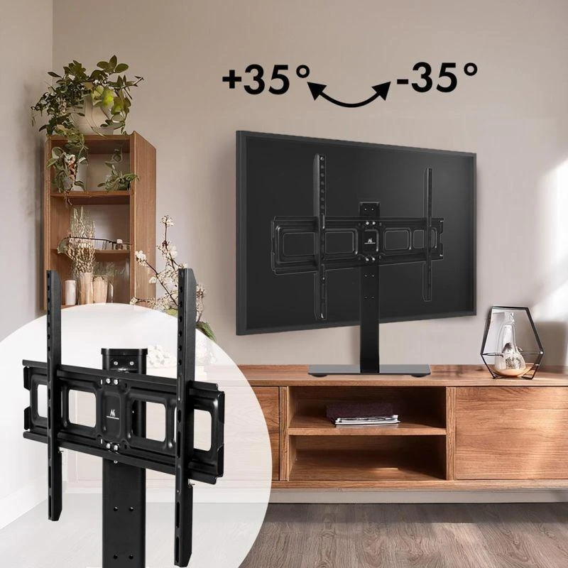 Laikiklis Maclean universalus TV stovas RTV spintelės stovui max 40kg max VESA 600x400 skirtas 32-75" televizoriui MC-386