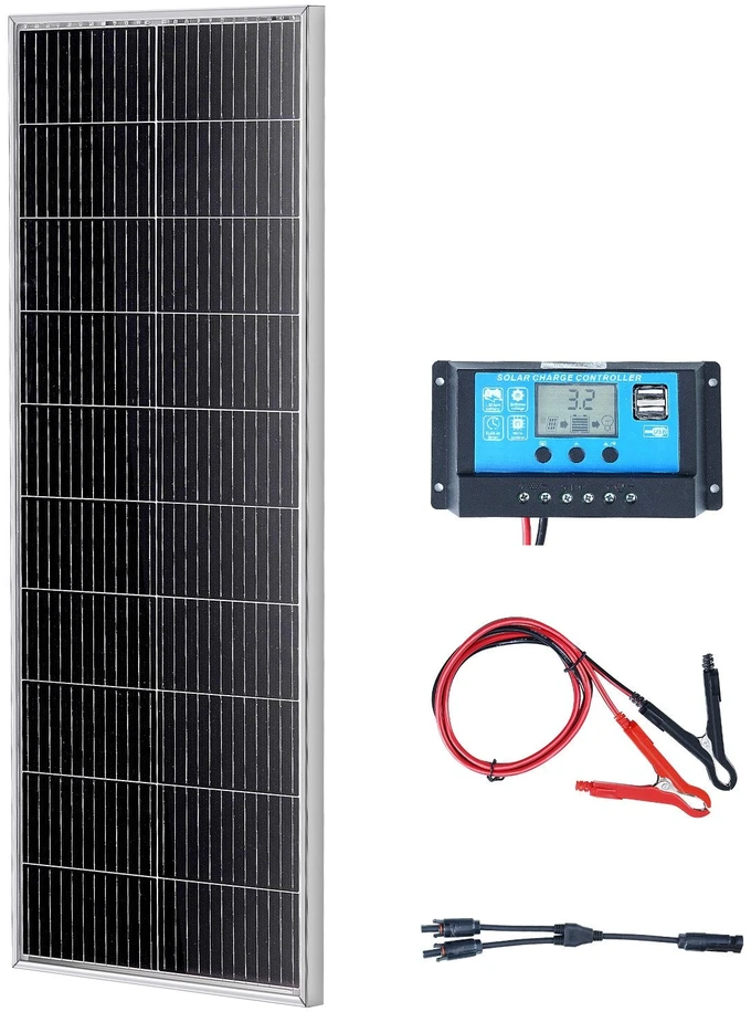VEVOR 100W monokristalinis saulės kolekcija ir valdiklis