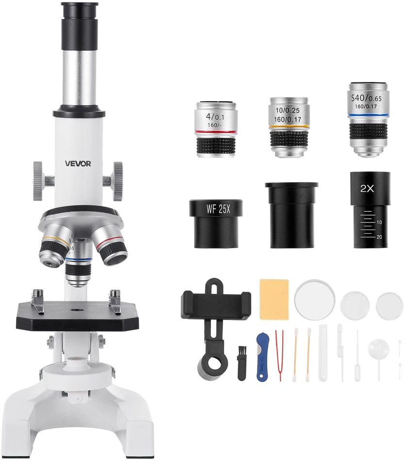 VEVOR Profesionalus monokulinis mikroskopas 40-2000X
