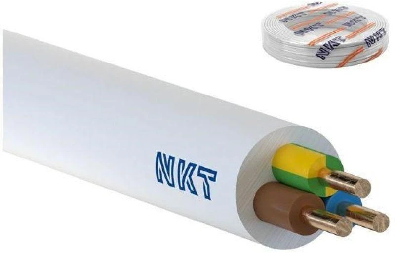 Nkt Spoka Akcyjna Montažinis laidas NKT YDY 3x2.5 ŻO, baltas, apvalus, 450/750V, 1 klasė