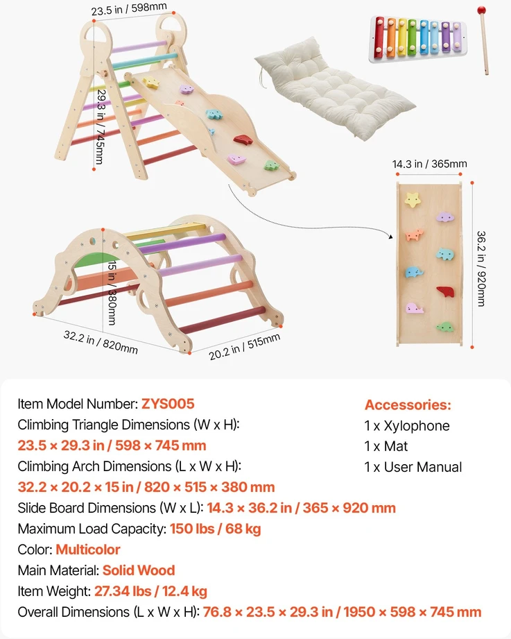 VEVOR Montessori laipiojimo rinkinys vaikams, 9-in-1