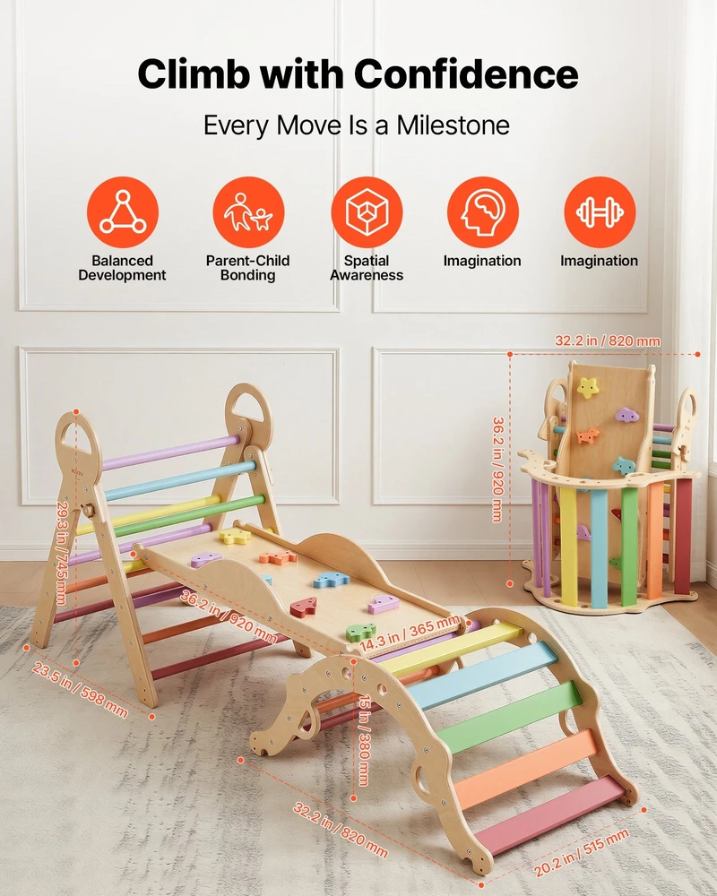 VEVOR Montessori laipiojimo rinkinys vaikams, 9-in-1