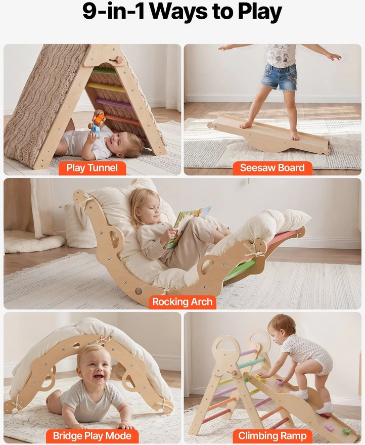 VEVOR Montessori laipiojimo rinkinys vaikams, 9-in-1