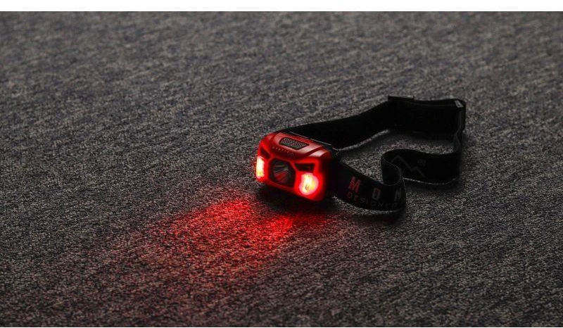 Montis Bateryjna latarka nagłowna su sensorem MT002 Raudona, Juodas Headband prožektorius LED