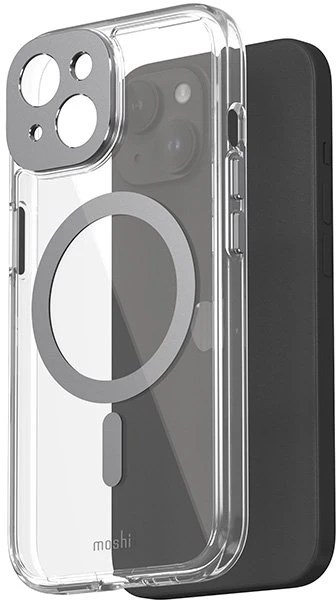 Dėklas Moshi iGlaze MagSafe do iPhone 15 (Meteorite Gray)