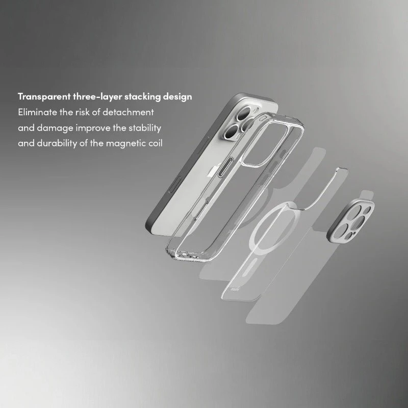 Moshi iGlaze MagSafe - dėklas skirtas Apple iPhone 16 Pro Max Luna Sidabrinis