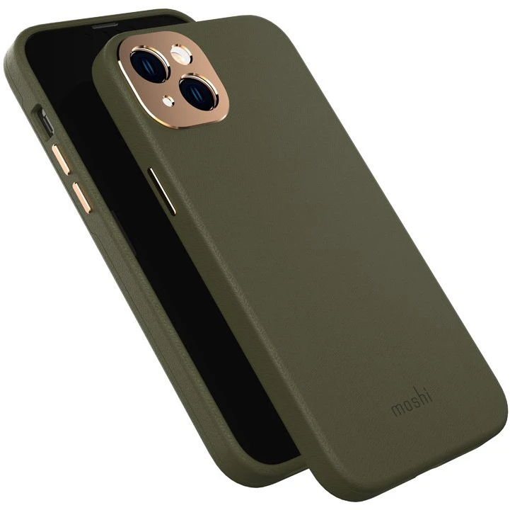 Dėklas Moshi Napa MagSafe - Leather case for Apple iPhone 14 Max Juniper Žalias