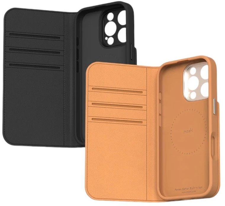 Moshi Overture MagSafe - 3-in-1 Leather Flip dėklas skirtas Apple iPhone 16 Pro Caramel Brown