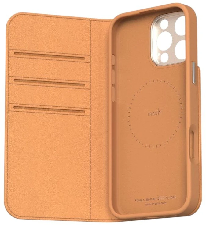 Moshi Overture MagSafe - 3-in-1 Leather Flip dėklas skirtas Apple iPhone 16 Pro Caramel Brown