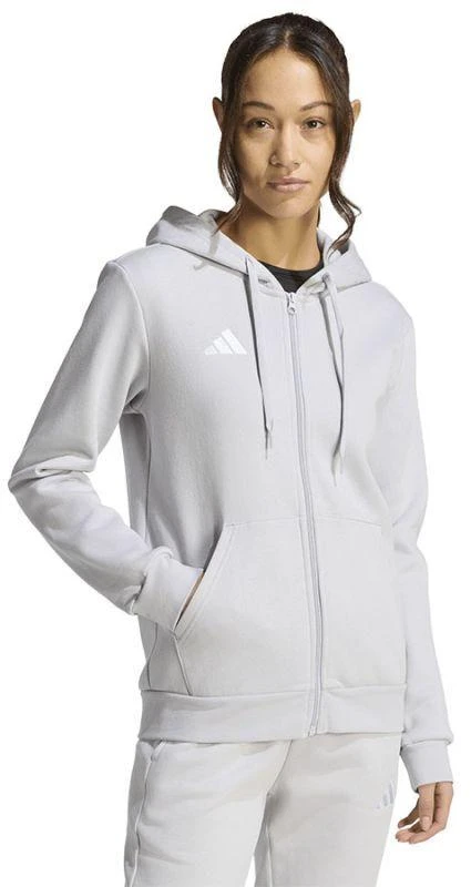 Moterims adidas Entrada 26 džemperis su pilnu užtrauktuku, pilkas KF5936