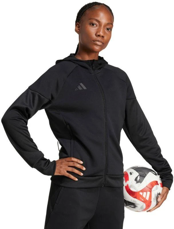Moterims adidas Tiro 25 Sportinis džemperis su pilnu užtrauktuku, juodas JD9079