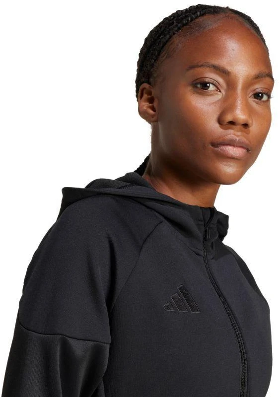 Moterims adidas Tiro 25 Sportinis džemperis su pilnu užtrauktuku, juodas JD9079
