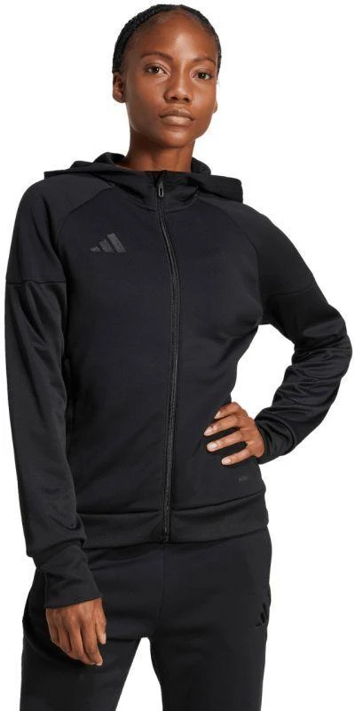 Moterims adidas Tiro 25 Sportinis džemperis su pilnu užtrauktuku, juodas JD9079
