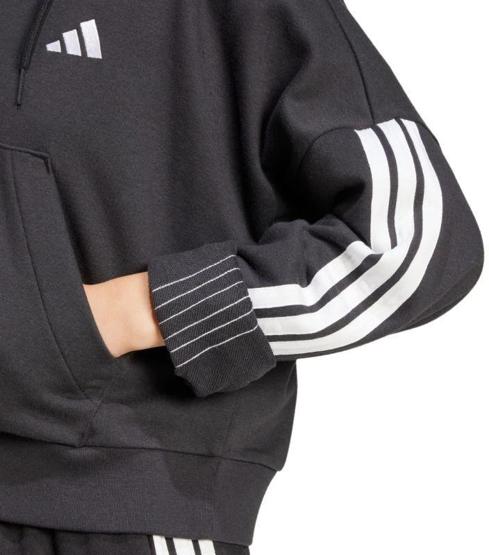 Moterims skirtas adidas Essentials 3 juostelių French Terry džemperis su puseniu užtrauktuku, juodas JN1956