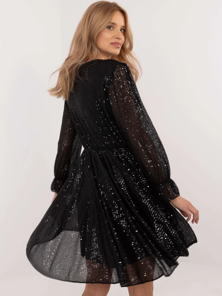 Moteriška asimetriška kokteilinė suknelė Italy Moda, juoda