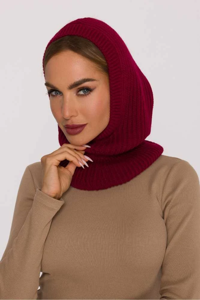 Kepurė Moteriška bordo spalvos balaklava Moe
