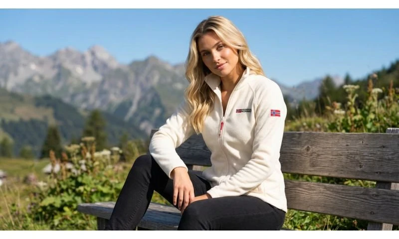 Moteriška flisinė striukė Geographical Norway TUG FZ, balkšva