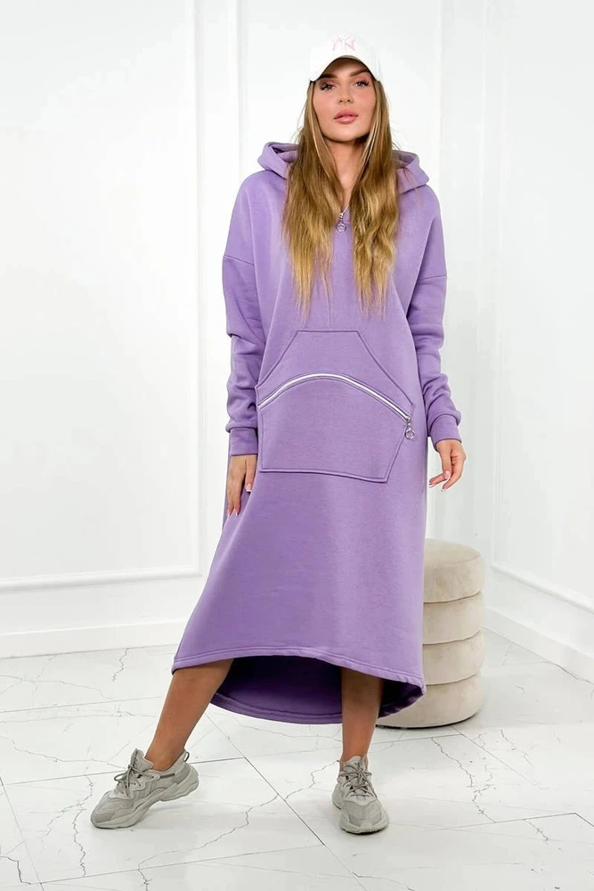 Moteriška izoliuota suknelė su gobtuvu, violetinė