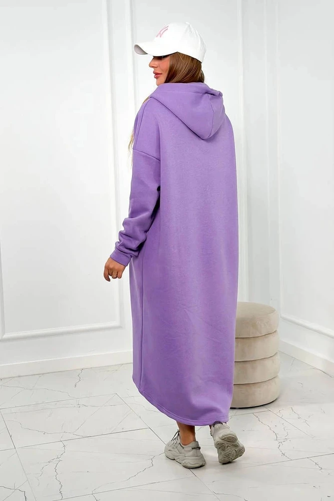 Moteriška izoliuota suknelė su gobtuvu, violetinė