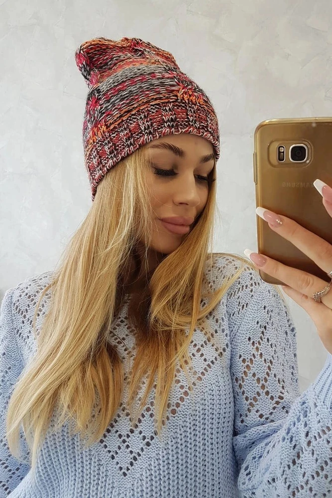 Moteriška kepurė su fliso pamušalu Klaudia, raudona / oranžinė