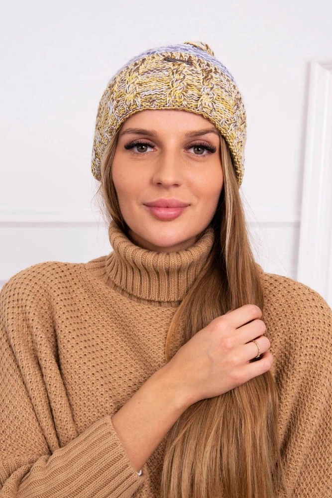Moteriška kepurė su fliso pamušalu Pola, violetinė ir geltona