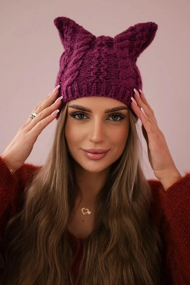 Moteriška kepurė su fliso pamušalu Rabbid, tamsiai violetinė