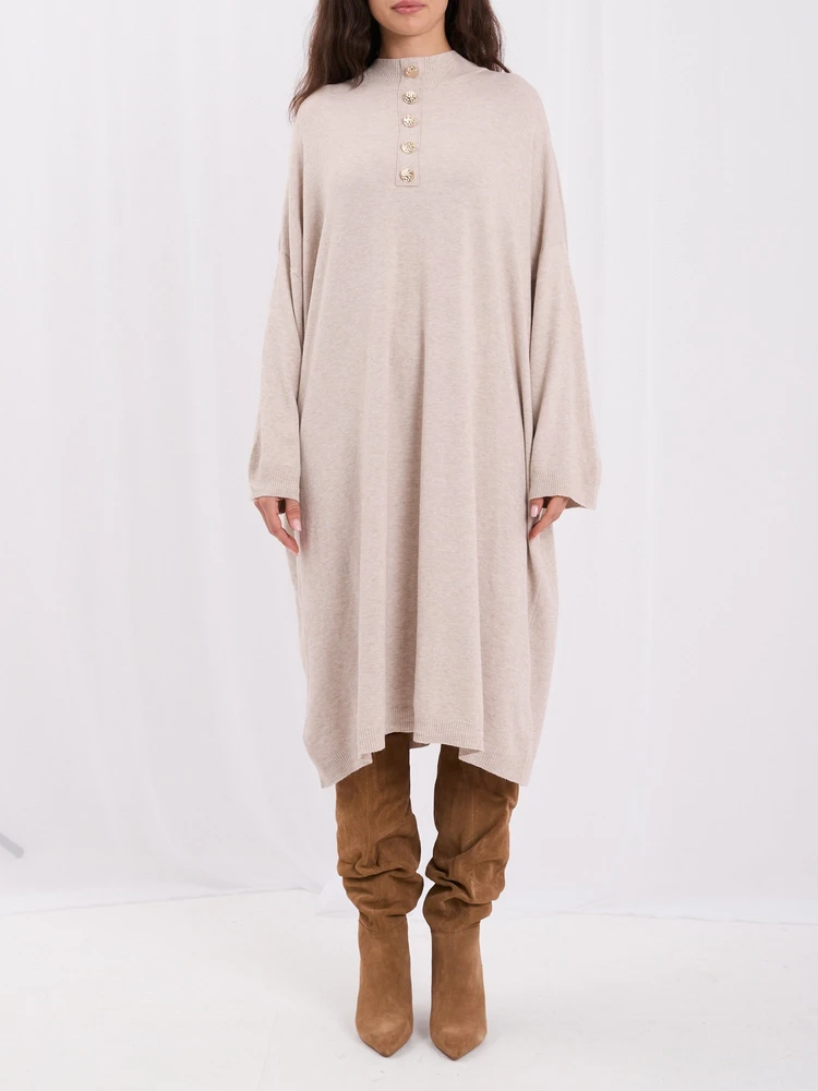 Moteriška laisvo kirpimo midi suknelė Italy Moda, smėlio