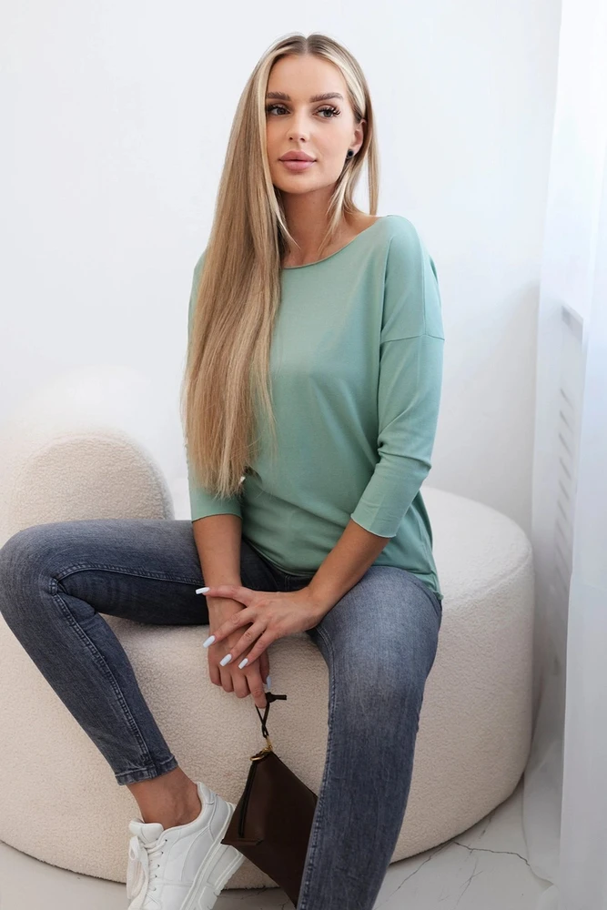 Moteriška medvilninė laisvalaikio palaidinė, tamsiai mėtinė