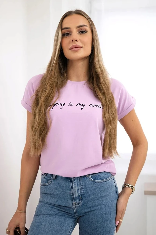 Moteriška medvilninė palaidinė „Shopping is my cardio“, violetinė