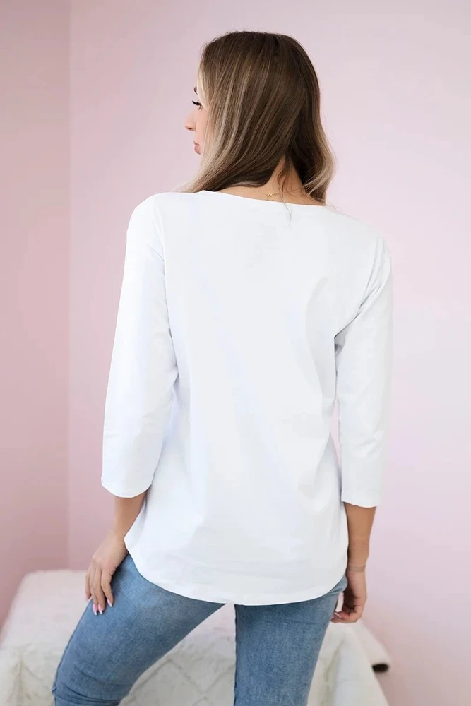 Moteriška medvilninė palaidinė su „Star Style“ užrašu, balta