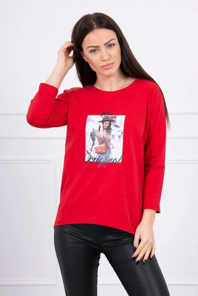 Moteriška medvilninė palaidinė su užrašu „Original“, raudona