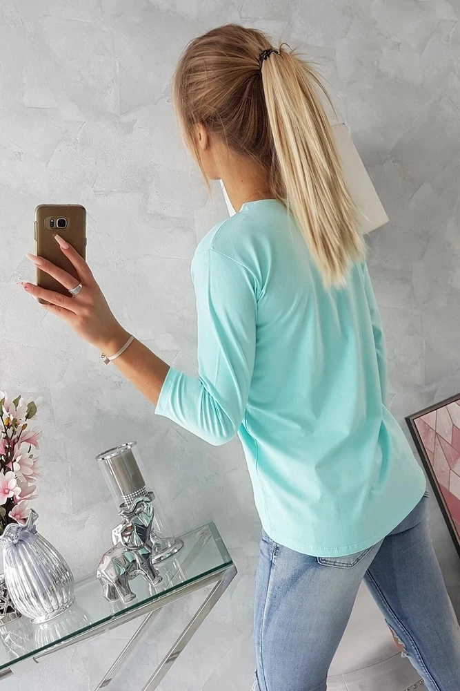Moteriška medvilninė palaidinė su užrašu „Original“, mėtinė