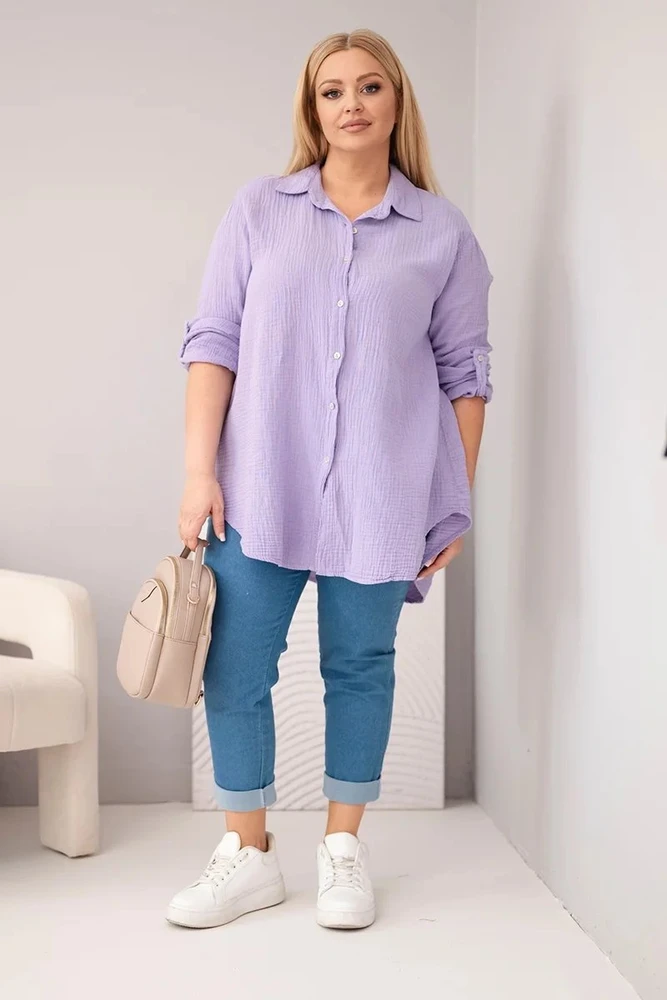 Moteriška mušelininė palaidinė, violetinės spalvos
