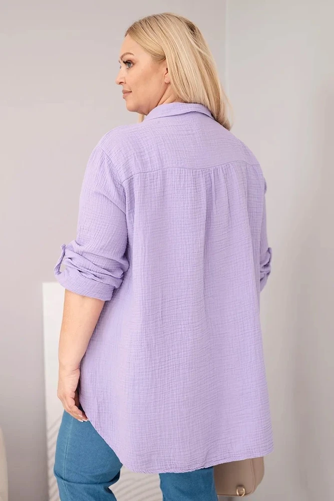 Moteriška mušelininė palaidinė, violetinės spalvos