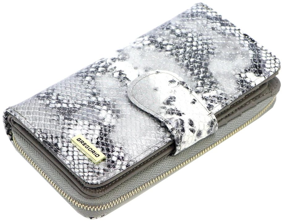 Moteriška natūralios odos piniginė, 9,5 × 17 × 4 cm, pilka