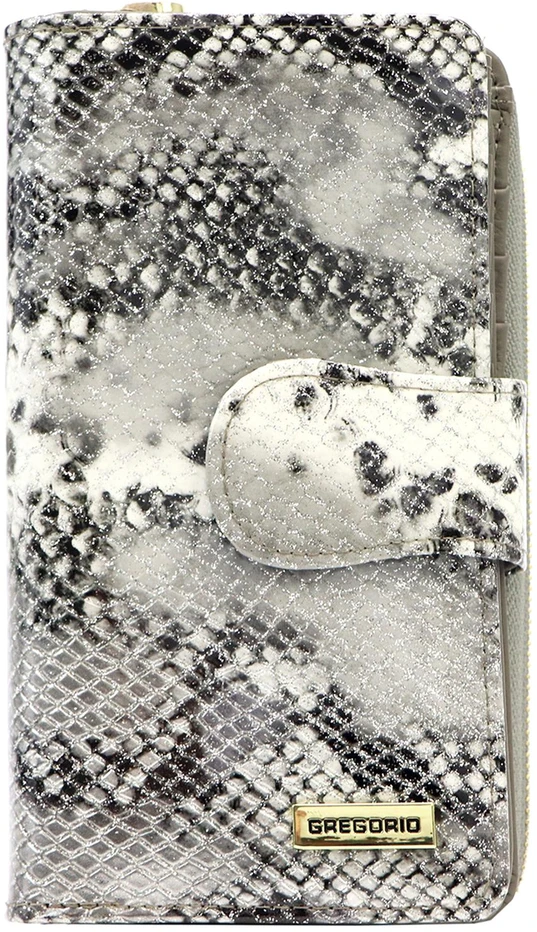 Moteriška natūralios odos piniginė, 9,5 × 17 × 4 cm, pilka
