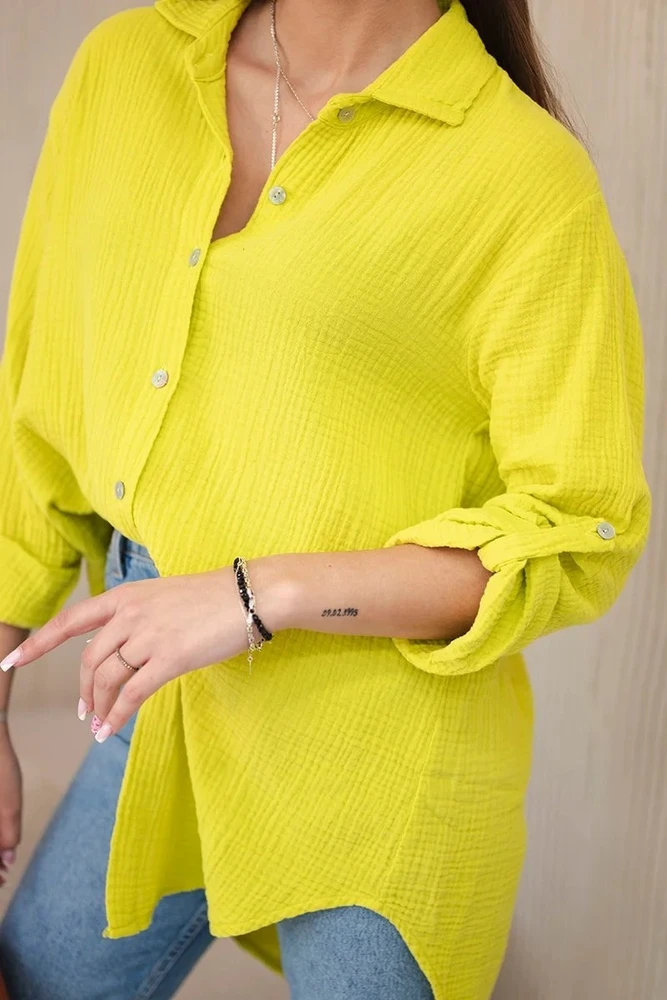 Moteriška oversize medvilninė muilino palaidinė, kiwi spalvos
