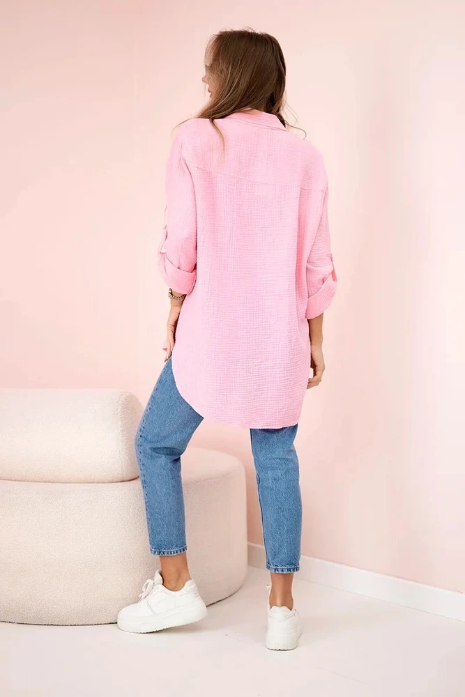 Moteriška oversize muslino palaidinė, rožinės spalvos