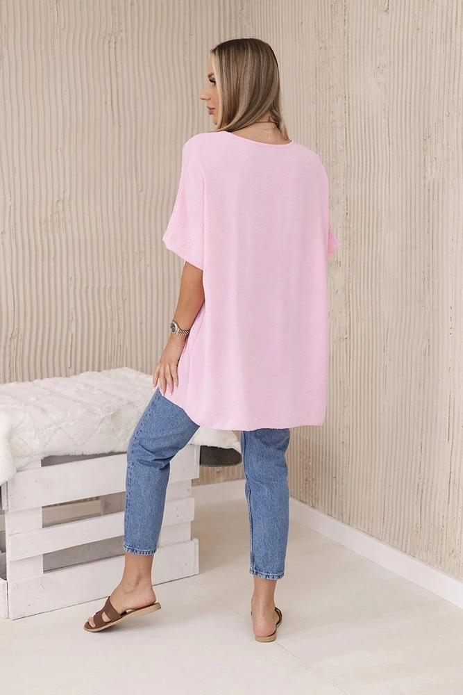 Moteriška oversize palaidinė su pakabuku, rožinės spalvos