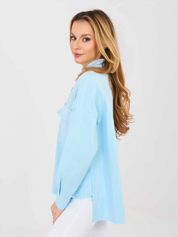 Moteriška oversize šviesiai mėlyna marškiniai
