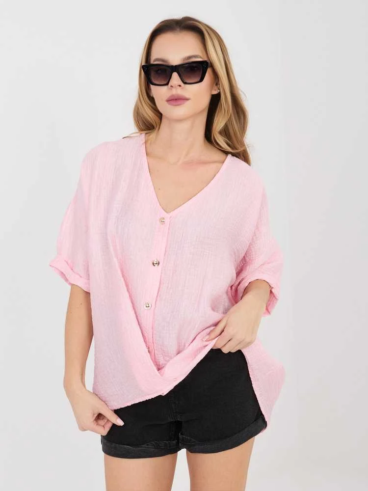 Moteriška palaidinė oversize šviesiai rožinė