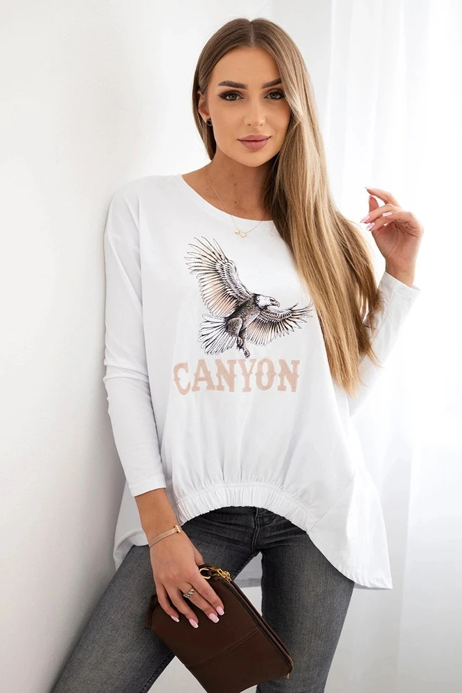 Moteriška palaidinė su erelio ir CANYON užrašu, balta