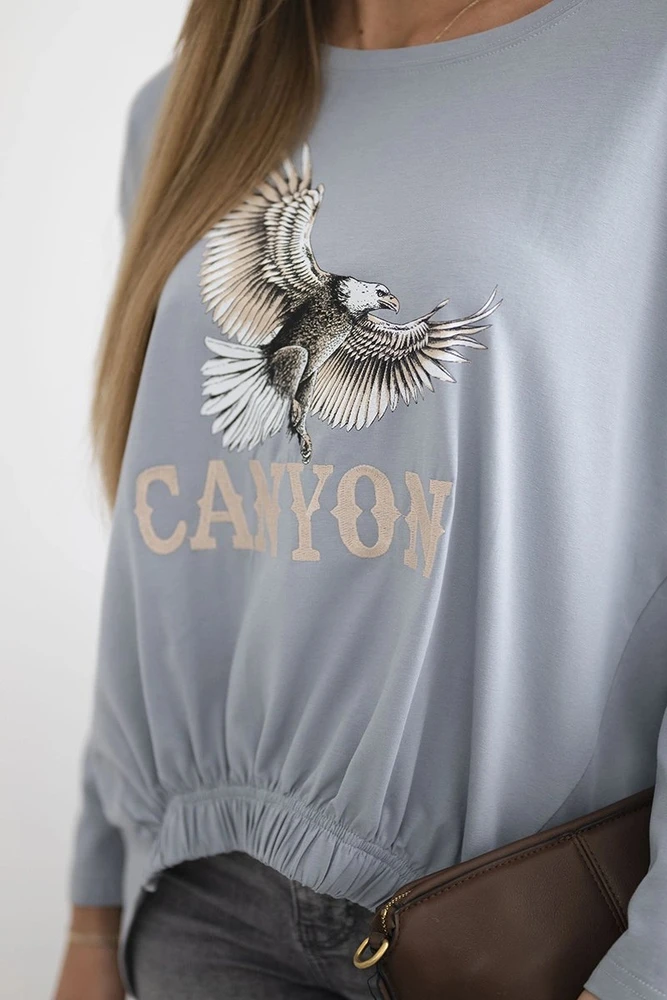 Moteriška palaidinė su erelio ir CANYON užrašu, pilka