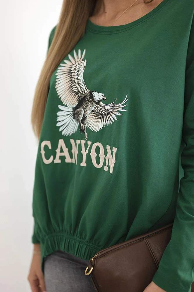 Moteriška palaidinė su erelio ir CANYON užrašu, žalia