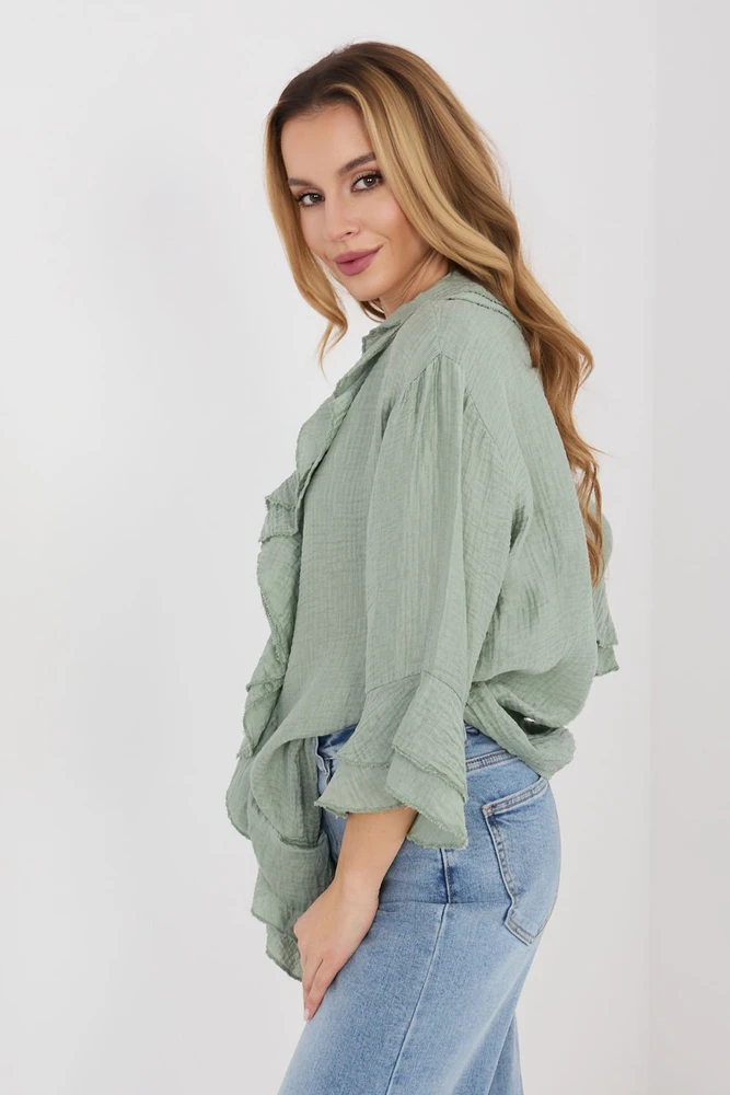 Moteriška palaidinė su raukiniais iš viskozės Italy Moda