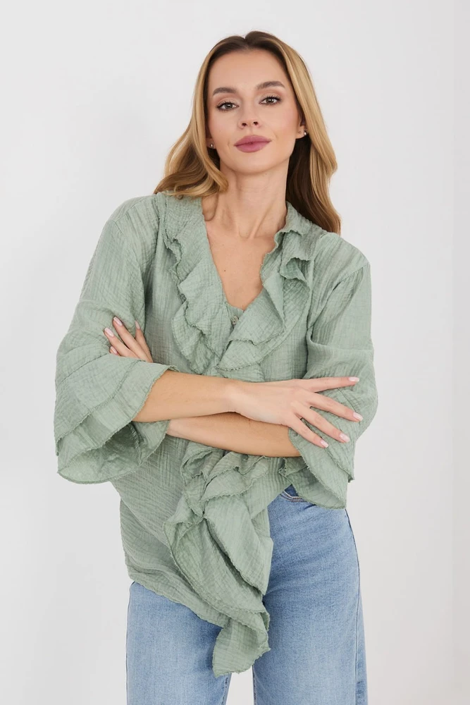 Moteriška palaidinė su raukiniais iš viskozės Italy Moda